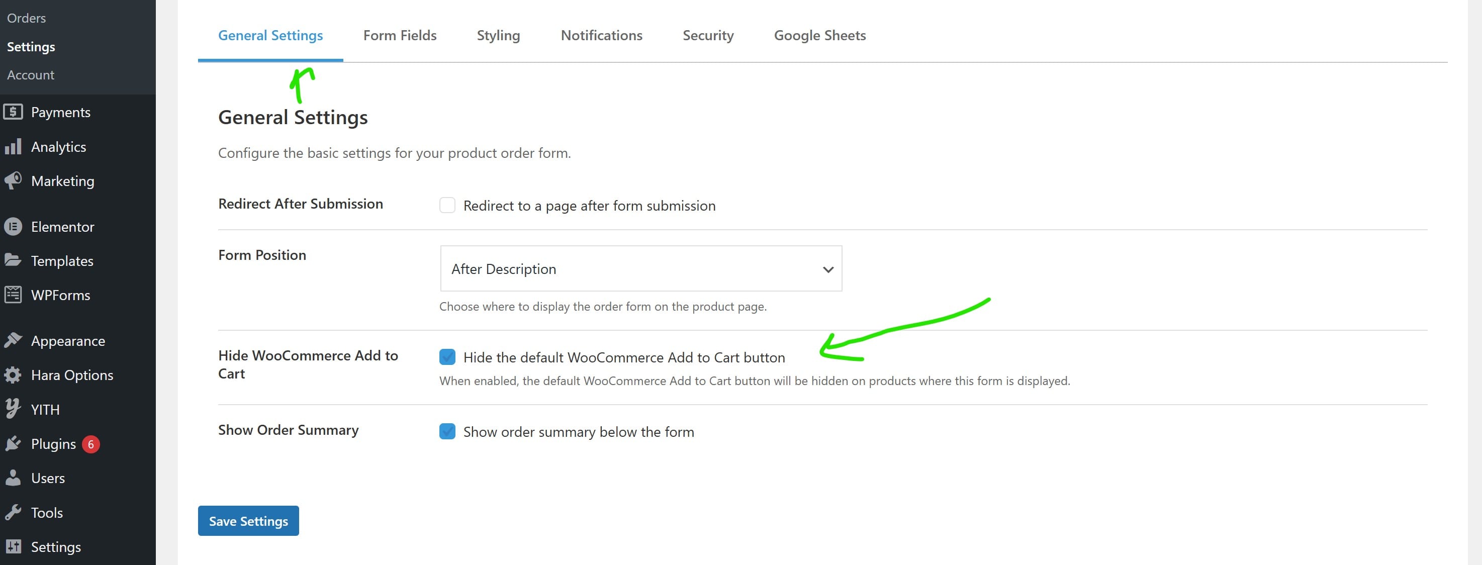 Settings General Screenshot